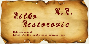 Milko Nestorović vizit kartica